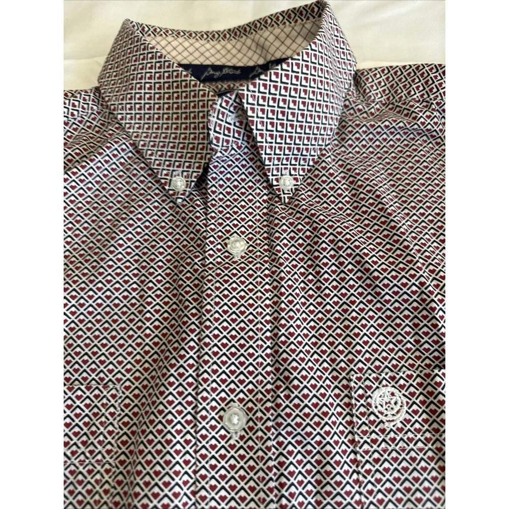 George Strait Wrangler Shirt Men's L Red Geometric Short Sleeve Western Cowboy